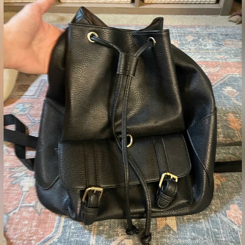 Black Leather Backpack